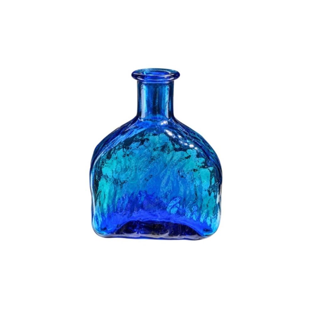 Vintage Empoli Italy Cobalt Blue Bark Textured Art Glass Bottle Vase